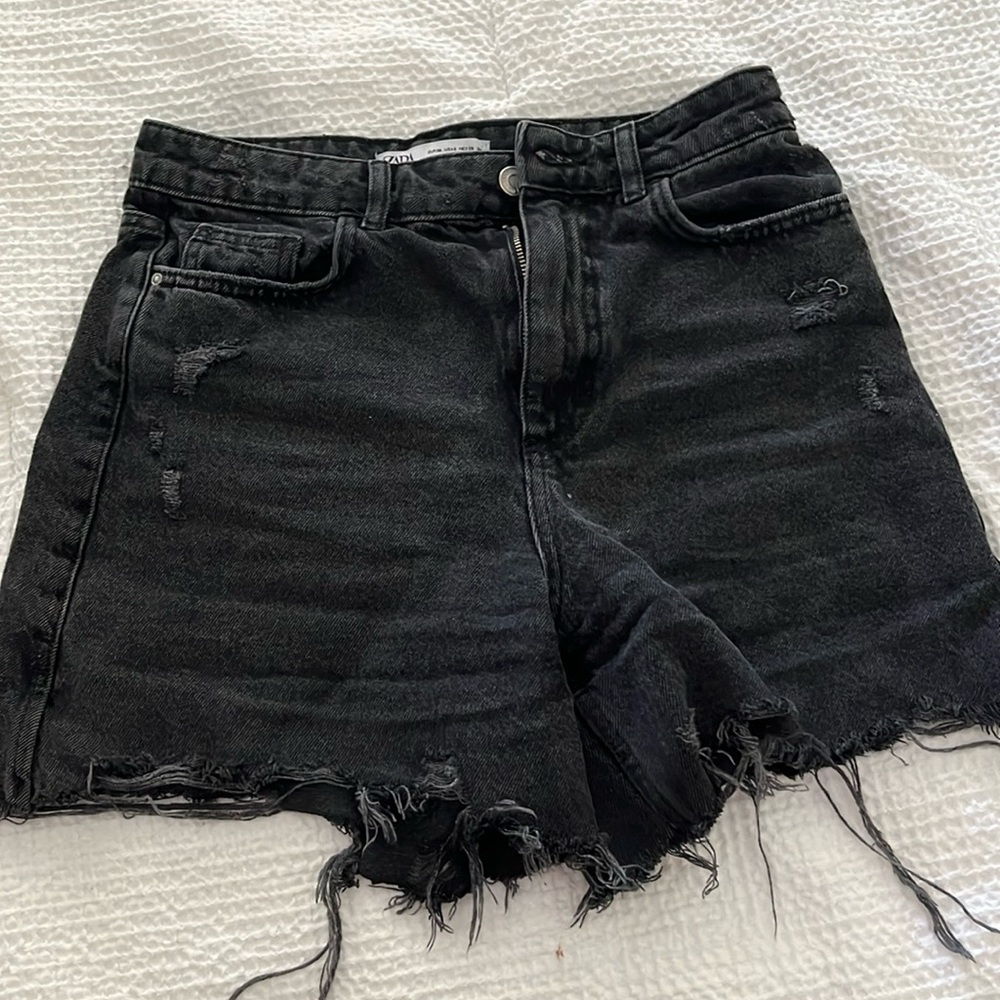 Zara black denim shorts